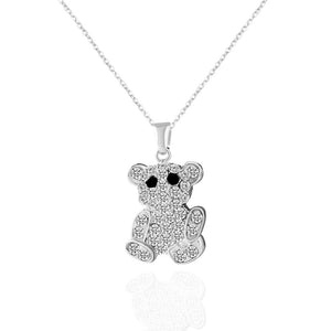 Silver Teddy Bear Necklace