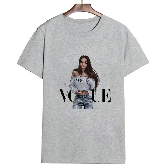 Cartoon Vogue Gray Tshirt
